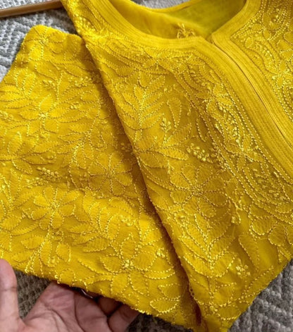 Dia Pure Full Jaal Georgette Fine Chikankari Kurta Set